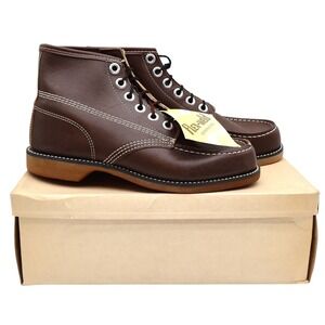 Cedar Crest Work Boots Mens 7 Vintage Brown Leather Moc Toe Flex-Weld USA Made